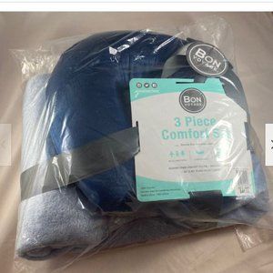 Bon Voyage 3 Piece Comfort Set Memory Foam Pillow Eye Mask Velvet NWT
